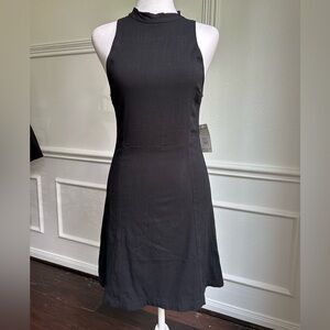 Free People Black Sleeveless Mock Neck, Keyhole back Midi Dress, size M